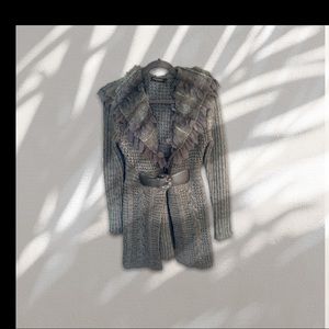 Darling Gray Sweater Cardigan with Wide Belt.